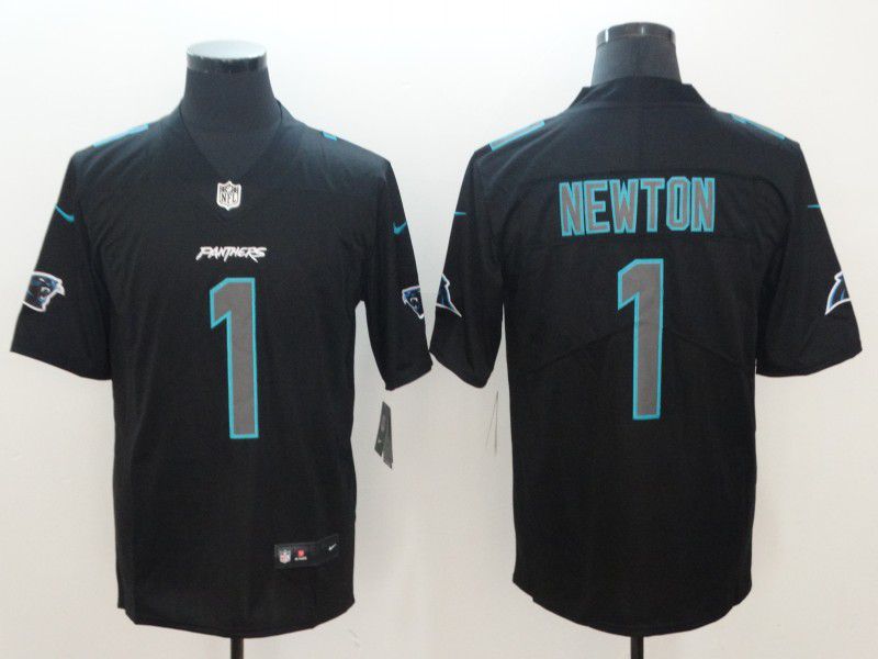 Men Carolina Panthers #1 Newton Nike Fashion Impact Black Color Rush Limited NFL Jerseys->women nfl jersey->Women Jersey